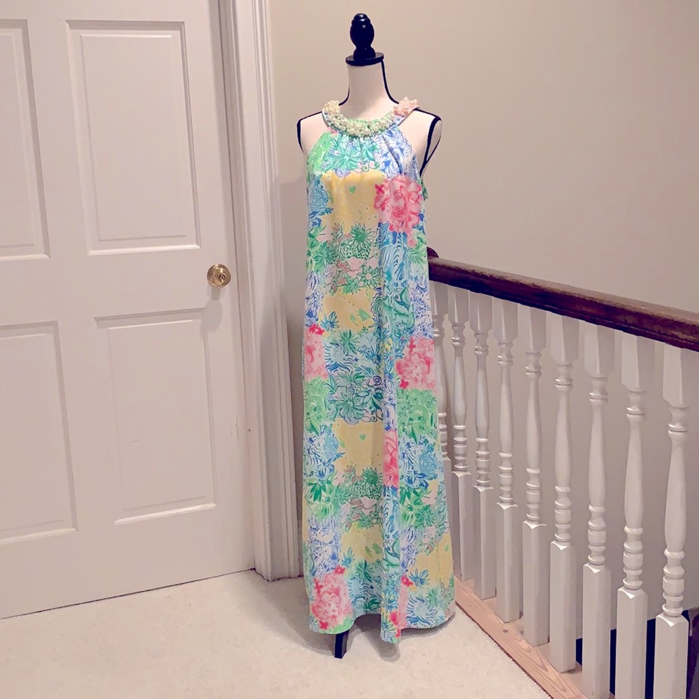 Lilly Pulitzer pearl neckline maxi dress